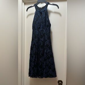 Formal high neck sparkle Black and Blue Dress